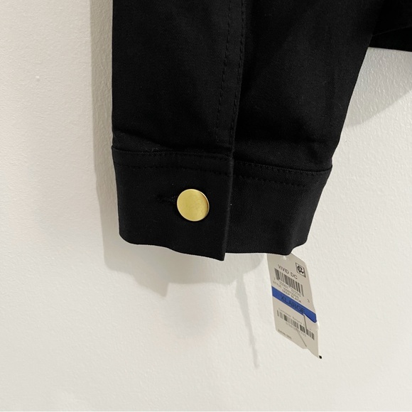 New INC Peplum Pleated Button Down Jacket Blazer Black Gold Button Women’s Sz XL - Picture 7 of 10